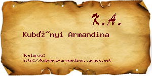 Kubányi Armandina névjegykártya